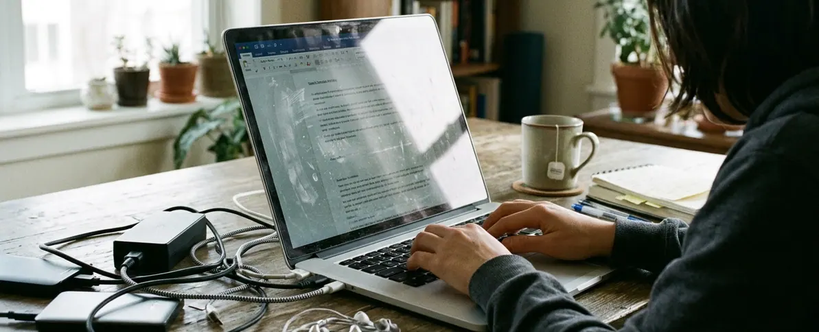 Observational Content creation workspace, clean aesthetic